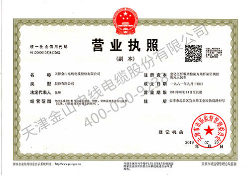 天津金山电线电缆股份有限公司营业执照